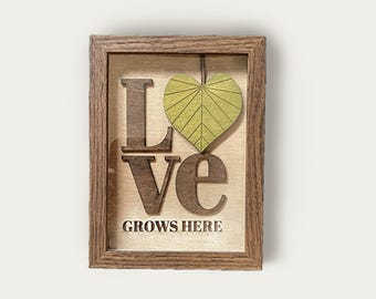 Personalised Valentines Wood Picture - Love Grows Here