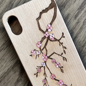 Cherry Blossom Branch Design Phone case with Real Mother of Pearl Inlays