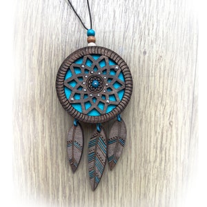 Wooden Car Air Freshener- Dream Catcher - with replacement diffuser pads