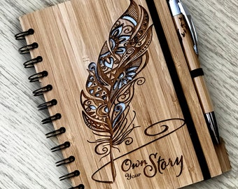 Own your Story - Eco Friendly Bamboo Notebook / Journal with recycled paper and personalised pen
