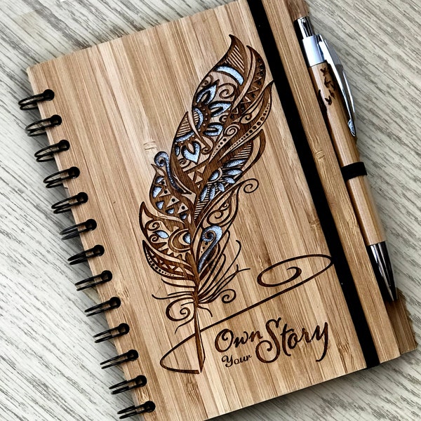 Own your Story - Eco Friendly Bamboo Notebook / Journal with recycled paper and personalised pen