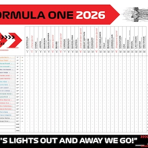 Formula One 2026 Wall Chart - Track the F1 Driver Results - A2 PDF Print at Home image 2