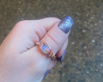 Opal copper ring