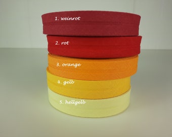 Schrägband aus Baumwolle 20/40 mm gefalzt verschiedene Farben