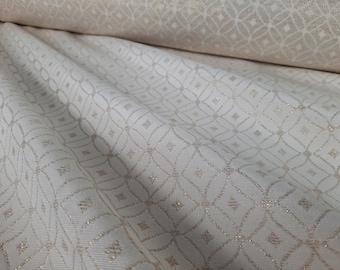 Jacquard fabric "Diamonds and Circles" graphic pattern with Lurex yarn, upholstery fabric, decorative fabric, furniture fabric, beige/gold