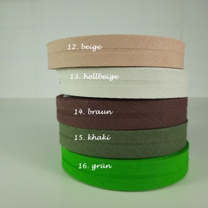 Schrägband aus Baumwolle 20/40 mm gefalzt verschiedene Farben Bild 3