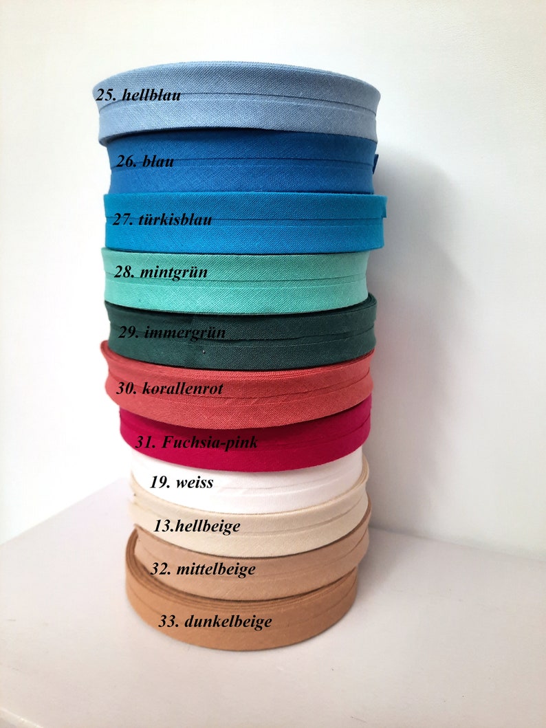 Schrägband aus Baumwolle 20/40 mm gefalzt verschiedene Farben Bild 8