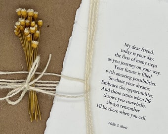 Card for friend starting a new job| Graduation gift for best friend| Sentimental poem| Off to college or new city unique friendship card