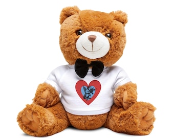 Herz Print Teddybär Plüsch | Kuscheltier mit T-Shirt