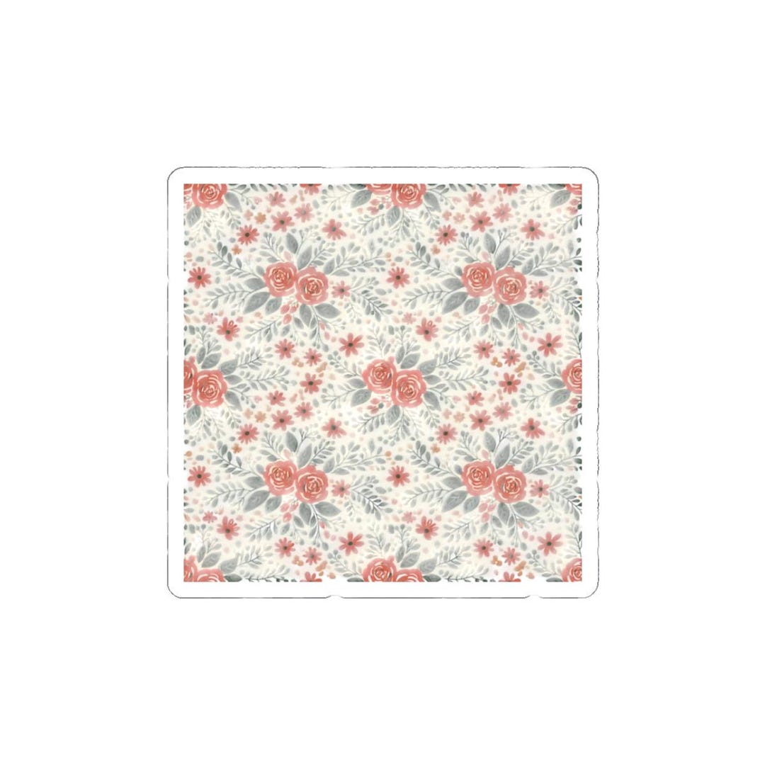Rustic Floral Repeat Pattern Kiss-cut Stickers | Cottage Floral Print ...