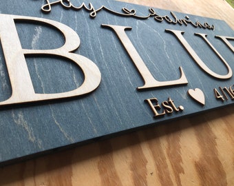 Personalized 3D Wood Last Name Sign | Anniversary Gift