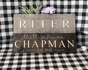 Personalized 3D Wood Family Name Sign | Wedding Gift