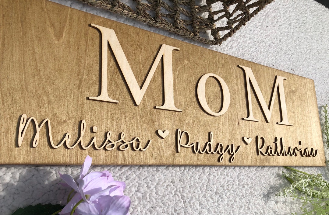 Personalized Wood Mom Sign | Rustic Mother's Day Gift - Etsy