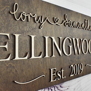 3D Custom Wooden Sign | Personalized Wedding Gift | Wedding Present | 3D Last Name Est Sign | Couple Gift | Family Name Sign | Anniversary