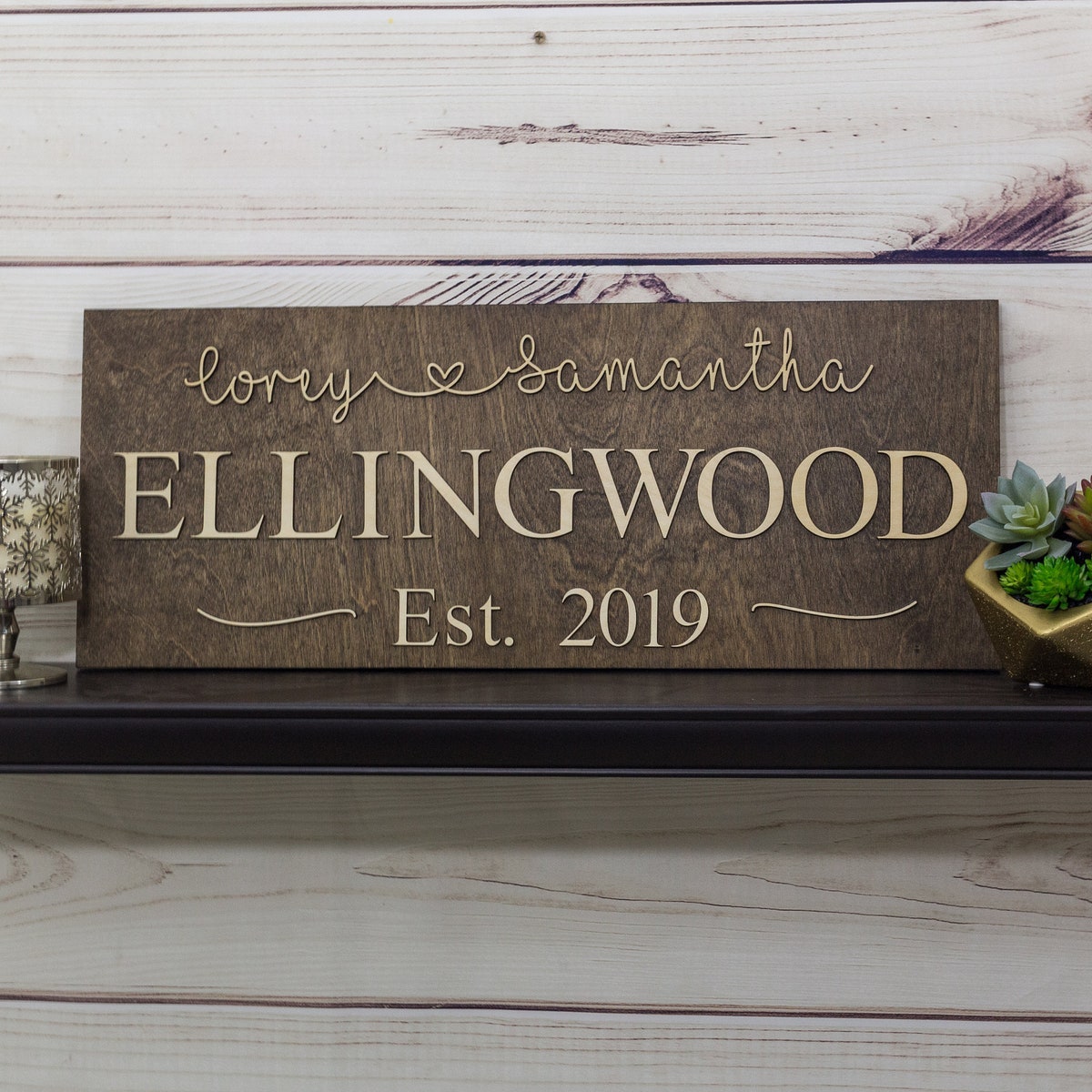 3D Custom Wooden Sign | Personalized Wedding Gift | Wedding Present | 3D Last Name Est Sign | Couple Gift | Family Name Sign | Anniversary