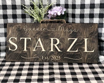 Custom 3D Wooden Family Name Sign | Personalized Wedding Gift