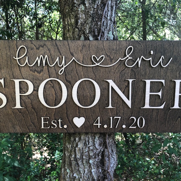 3D Last Name Wooden Sign | Personalized Wedding, Anniversary Gift