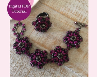 Bracelet Beading Tutorial | Learn to Bead Pattern | Cuff Bracelet, Earrings, Ring | SuperDuo Beads | Bracelets for Women | Beaded Bracelet