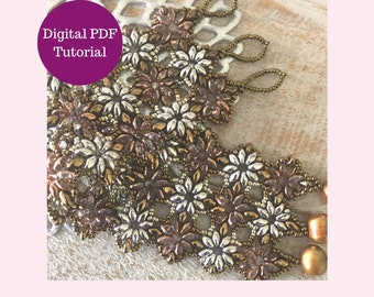 Simple Cuff Bracelet Beading Tutorial | SuperDuo Beads and Seed Beads | Learn to Bead Pattern | DIY Beaded Bracelet | PDF Digital Download