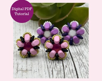 Beaded Stud Earring Tutorial PDF Jelly Studs Lipsi Piros Par Puca Beads Beginner Beadweaving Pattern