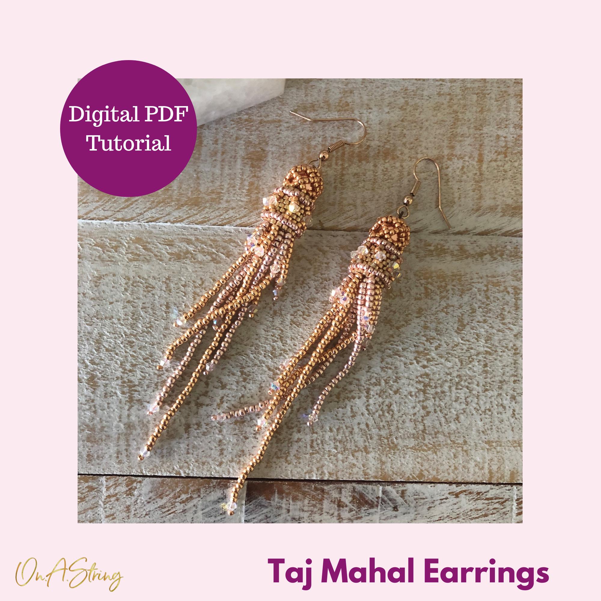Taj Mahal Earrings Tutorial: Beaded Fringe Design (PDF Digital