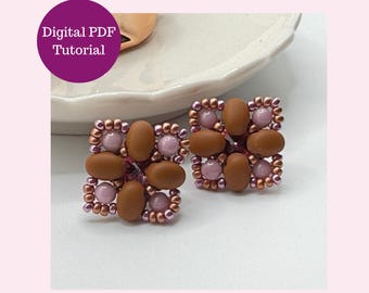 Beaded Stud Earring Tutorial PDF Zinnia Studs Samos Beads Beginner Beadweaving Pattern
