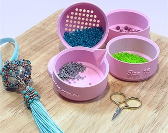Seed Bead Sorter: 3-Size Sorting Tool for Size 8 11 15 — 3D Printed Organiser