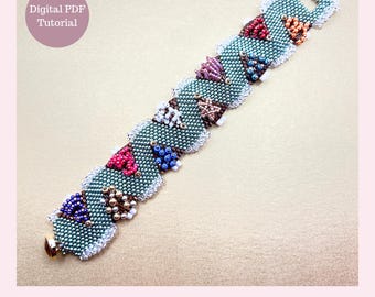 Christmas Bracelet Tutorial PDF Oh Christmas Tree Peyote Cuff Festive Beading Beginner Pattern