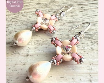 Pinch Windows Earrings - Beading PDF Tutorial | Rivoli Setting and Drop