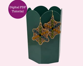 Beaded Earring Tutorial PDF Starfish Earrings Kalos Beads Peyote Stitch Beginner Pattern