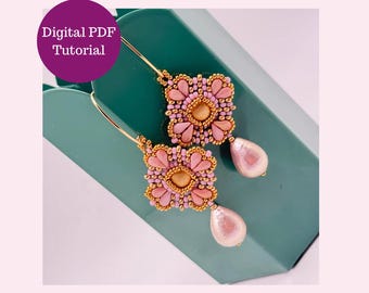 Beaded Drop Earring Tutorial PDF Candy Duet Earrings Candy DropDuo Beads Beginner Beadweaving Pattern
