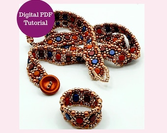 Beaded Bracelet Tutorial PDF Its a Wrap Kalos Beads Wrap Bracelet Ring Beginner Beadweaving Pattern