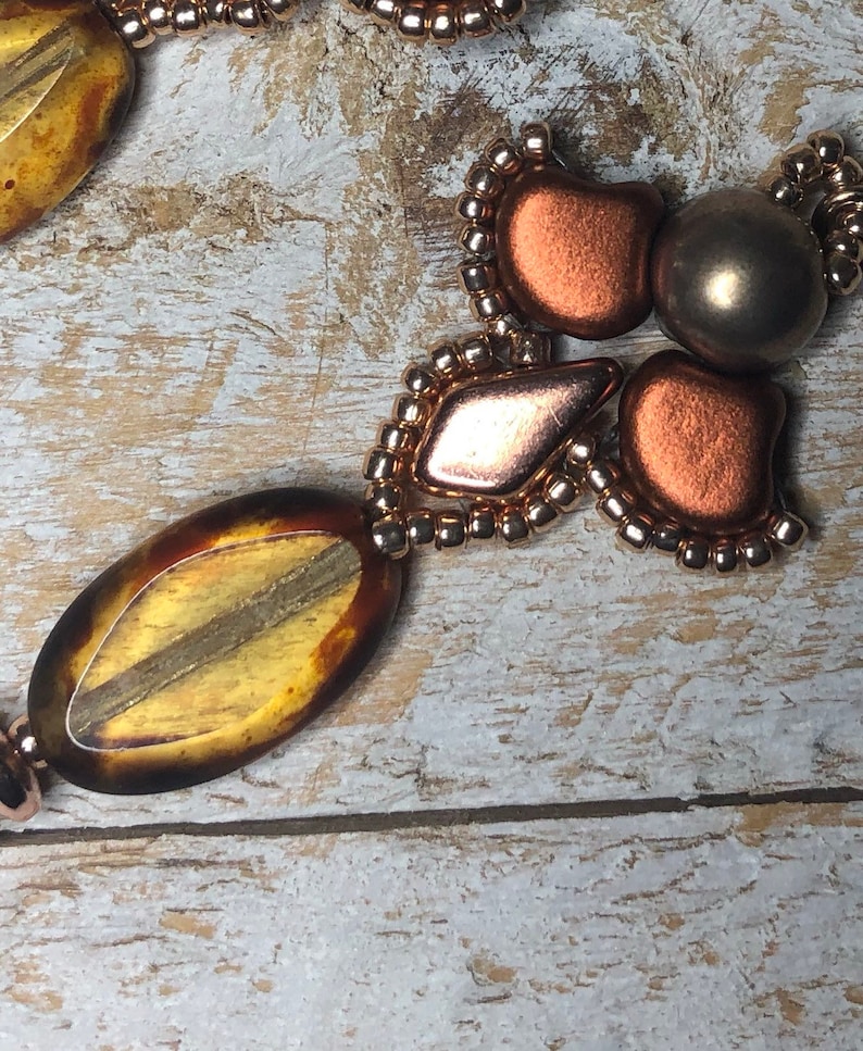Kite Shaped Beads Petite and Pretty Bronze Earrings Rose Gold Gingko Shaped Beads Perfect Birthday Gift
