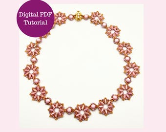 Beaded Necklace Tutorial PDF Swirl Necklace StormDuo Beads Pearls Beginner Beadweaving Pattern