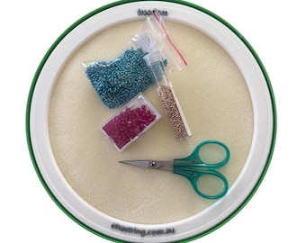 Round Beading Mat and Tray: Interchangeable Inserts, Travel Bead Tool
