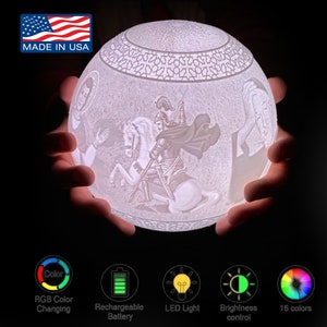 Coptic 3D Moon Lamp , Beautiful Decor , 16 Colors LED, Remote & Touch Control ,USB chargeable ,Unique gift ,Made in USA