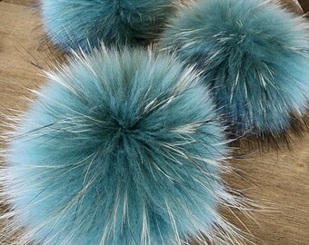 Real fur pom pom for hats, Poms fur with snap on, Raccoon fluffy pom for beanie, Detachable large ball 6 inch, 7 inch