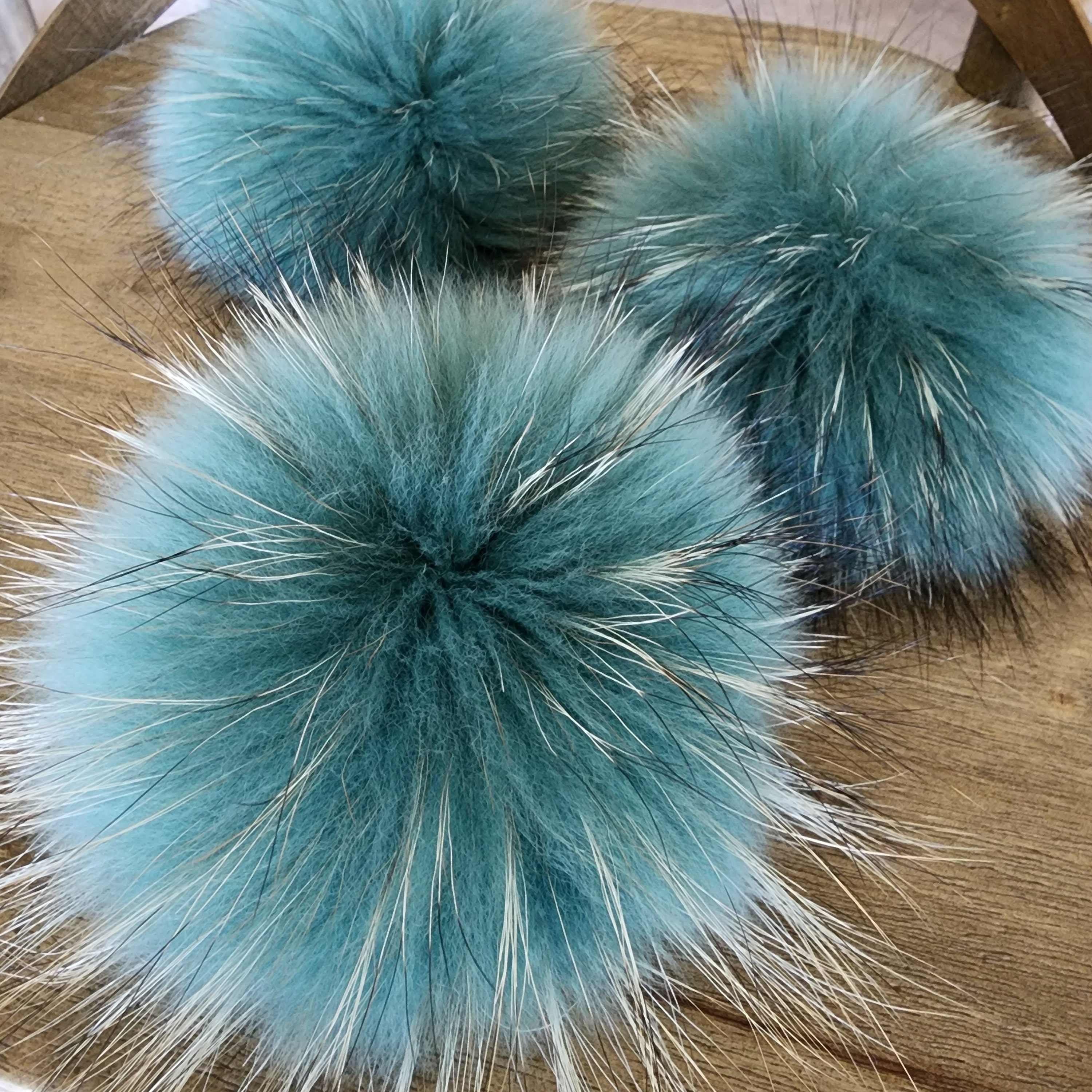 Pack of 6 Large 5inch Snap-on Faux Raccoon Fur Pom Pom Ball for Hat  Detachable