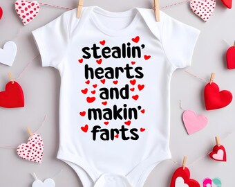 Stealing hearts and making farts Baby Onesie® - Valentine's day outfit - Baby's 1st Valentines - Valentines day kids gift - Baby Shower gift