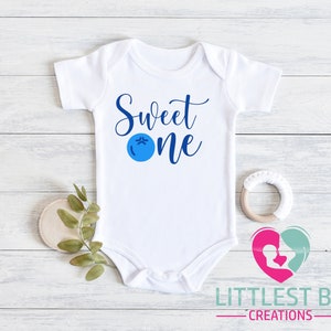 Sweet One Onesie® Bodysuit. Blueberry Birthday Bodysuit. Berry First Birthday. Blueberry Onesie® Unisex Bodysuit.
