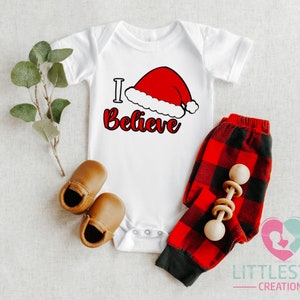 I Believe Christmas Onesie® - Christmas Baby Onesie® - Baby&#39;s First Christmas Onesie® - Cute Christmas Outfit