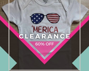 Clearance - 'Merica Onesie® - Cute Baby Girl Gift - Fourth of July - 4th of July - Glittery