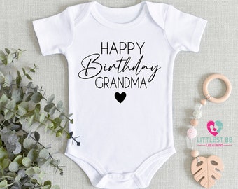 Happy Birthday Grandma Onesie® -Grandma Birthday Onesie®- Grandma Baby Clothes - Birthday Present Onesie® - Unisex Baby Clothes