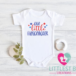 Our Little Firecracker Onesie®- Cute Fourth of July Baby Onesie®- Independence Day Bodysuit, 4th of July Onesie® - Kid Shirt