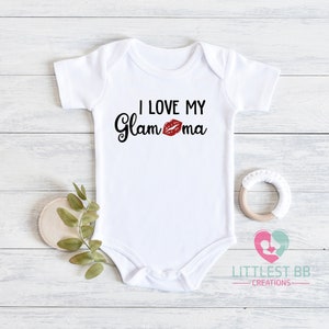 I love My Glam-ma Onesie® - Grandma Baby Onesie® - Grandma to be reveal Onesie® - Cute Baby Girl Onesie® - Baby Shower Gift