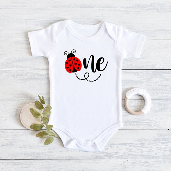 Ladybug One Birthday Onesie® - Ladybug Baby Girl Onesie® - Ladybug Birthday - First Birthday Onesie®