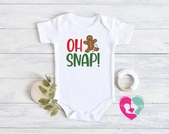 Oh Snap Christmas Onesie® - Christmas Baby Boy Bodysuit - Gingerbread Man Onesie® - Baby's First Christmas Onesie® - Funny Christmas Onesie®