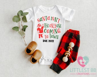 Christmas Onesie® - Christmas Baby Reveal- Baby's First Christmas Onesie® - Cute Christmas Announcement - Santa Onesie® - Personalize Date