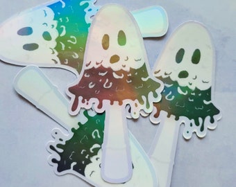 Holographic Ink Cap Mushroom Sticker