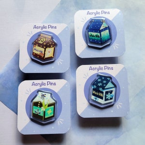 Genshin Fan Art Milk Cartons 1.5&quot; Acrylic Pin